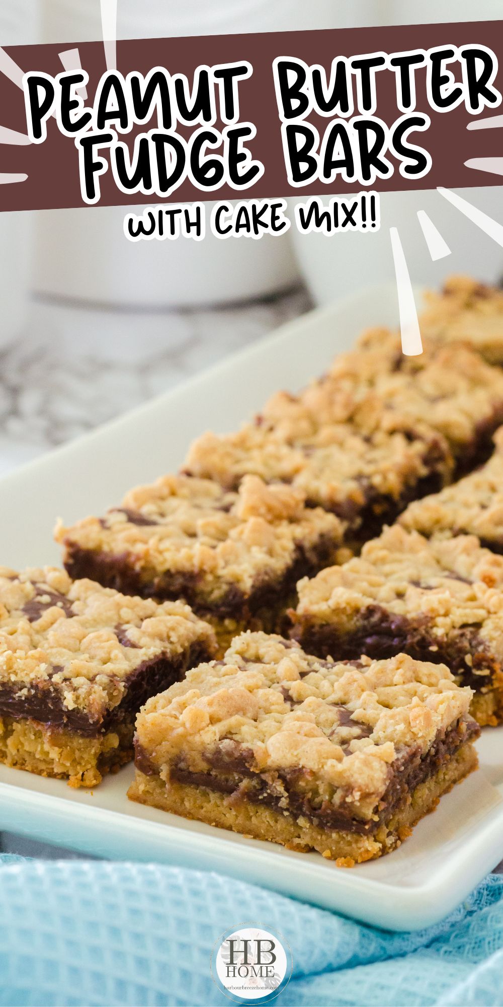 Peanut Butter Fudge Bars (With Cake Mix)
