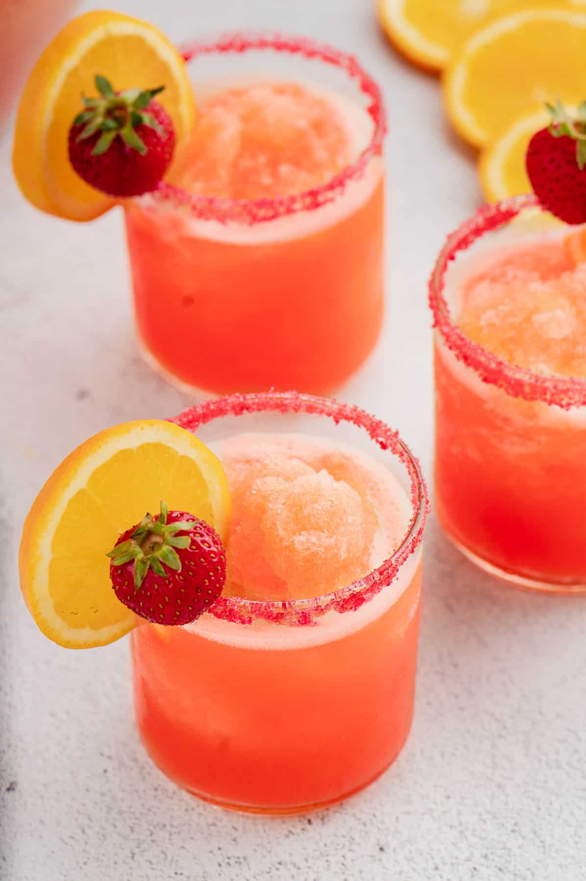 Glasses of red slush punch