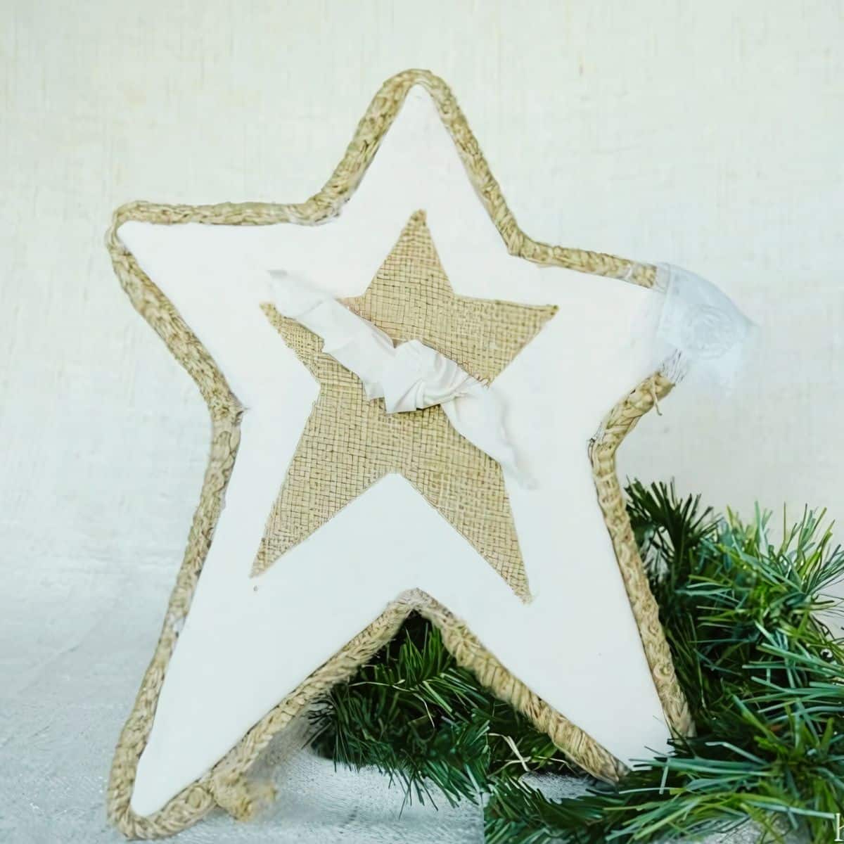 Handmade Burlap Star Tree Topper Idea