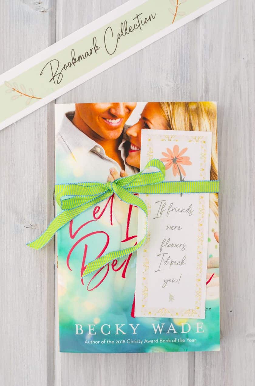 friendship bookmarks printable tied around a book.