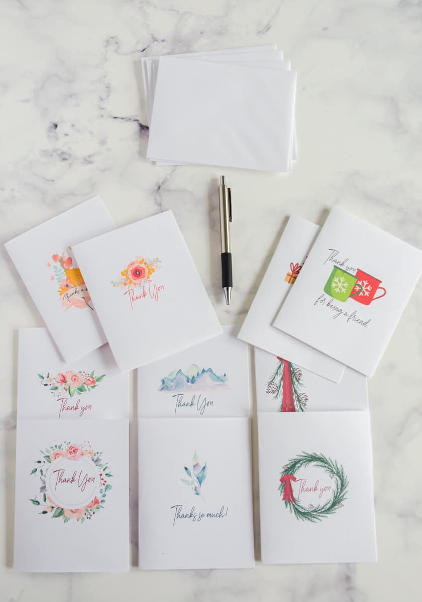 All occasion thank you notes you can print for free at home