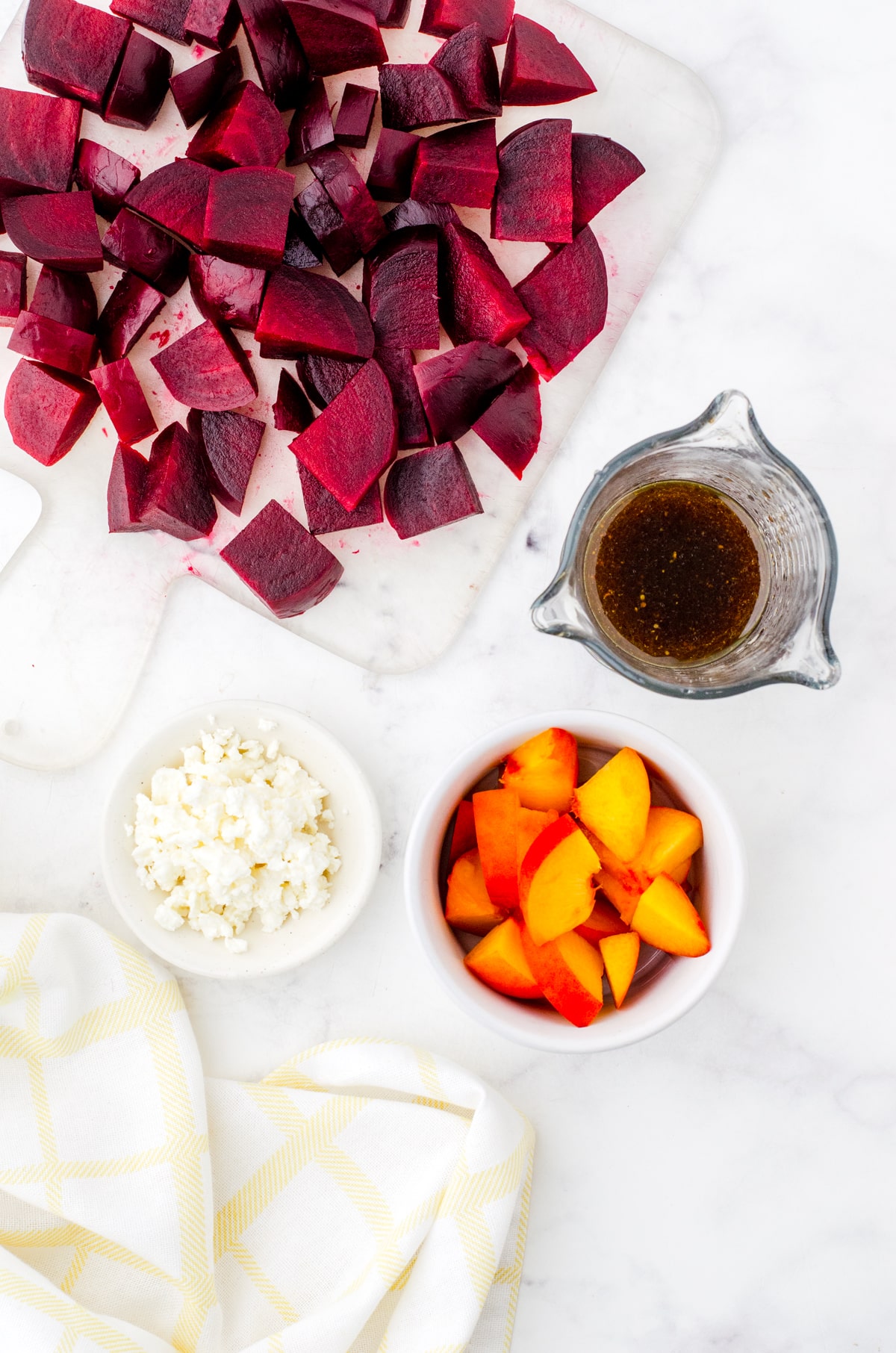 Beet & Peach Salad Recipe (Beetroot) with Feta & Balsamic