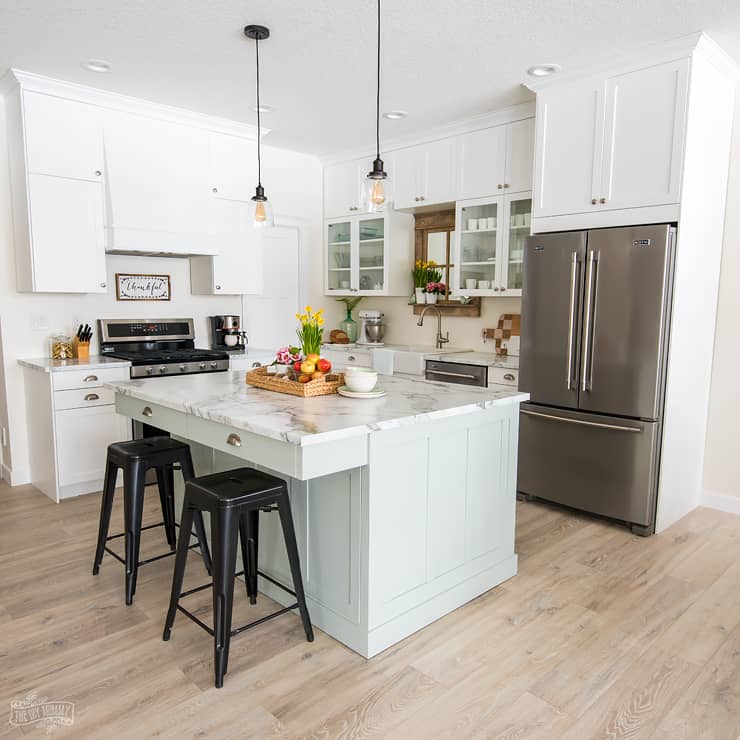 White and mint country kitchen