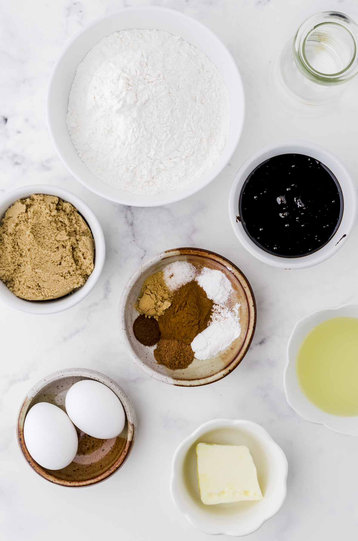 Ingredients needed for this ginger bundt cake.