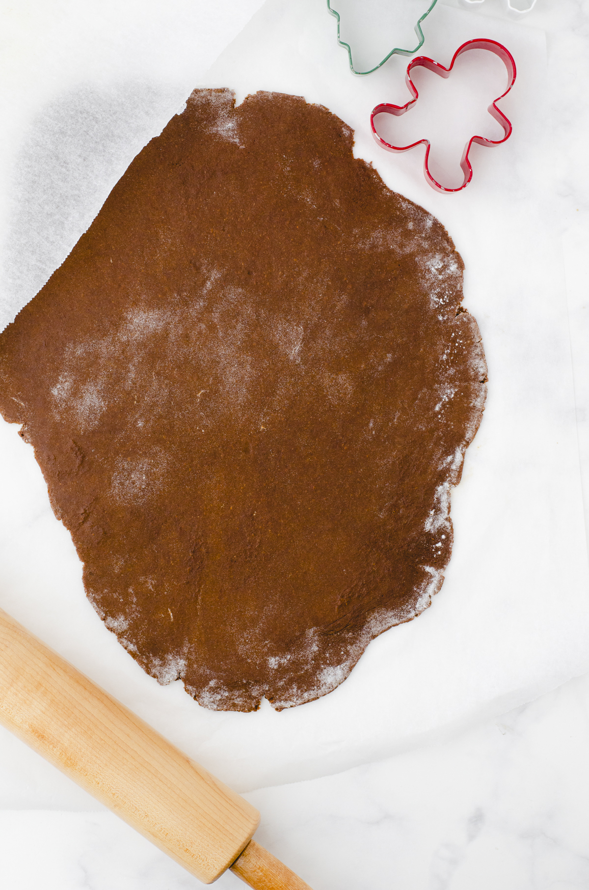 rolled out gingerbread cookie dough