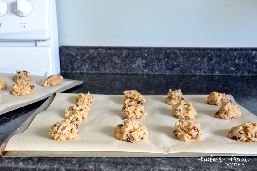 cookie dough on cookie sheets