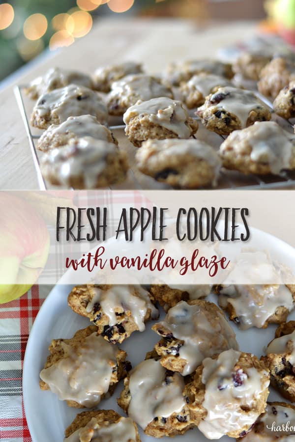 Glazed Fresh Apple Cookies | This easy fall apple recipe is healthy and delcious. Packed with flavour, they are low in calories! #fallrecipes #fallrecipeshealthy #applerecipe #holidaybaking #holidayrecipe #thanksgiving #thanksgiving recipe