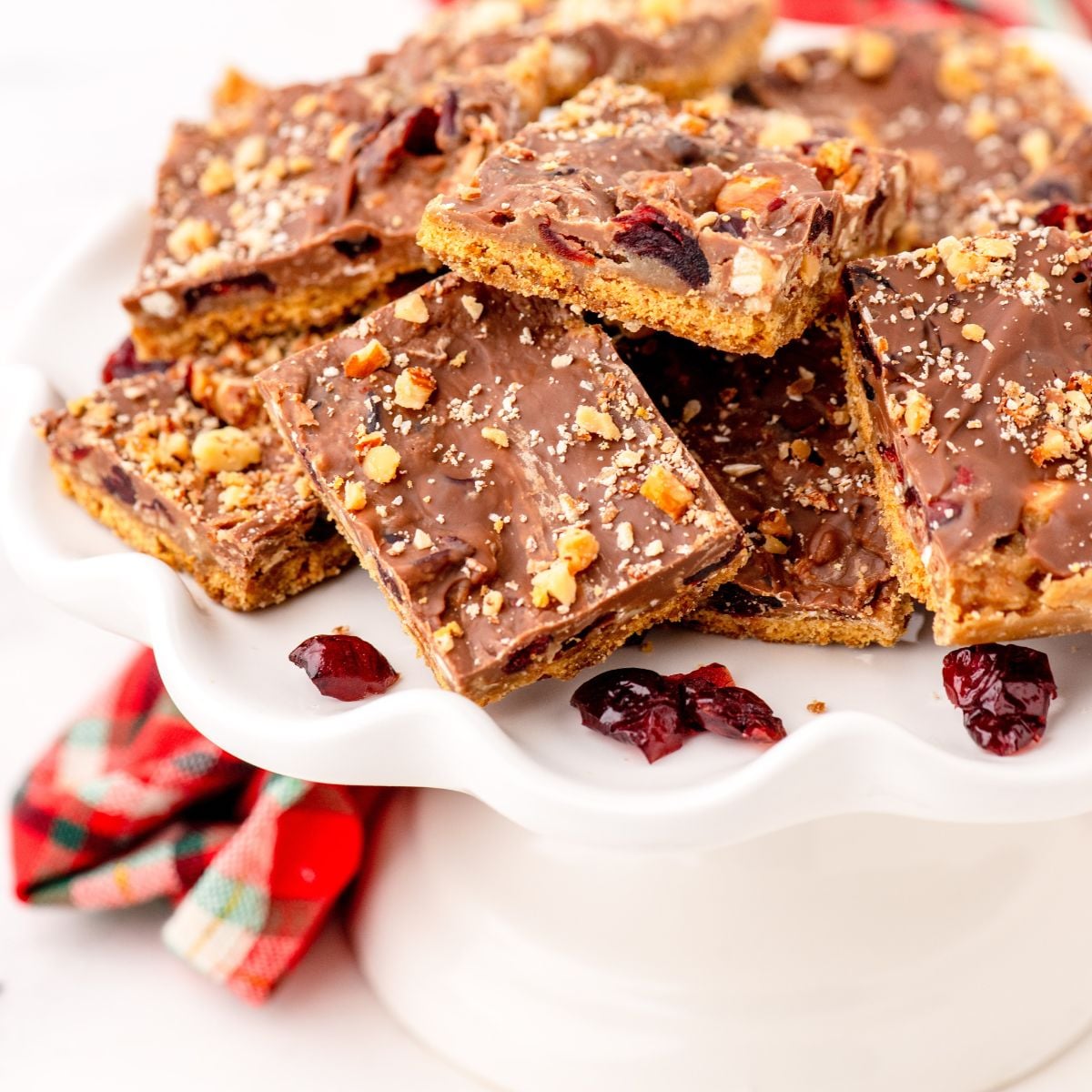 Easy Graham Cracker Toffee Bars with Dried Cranberries