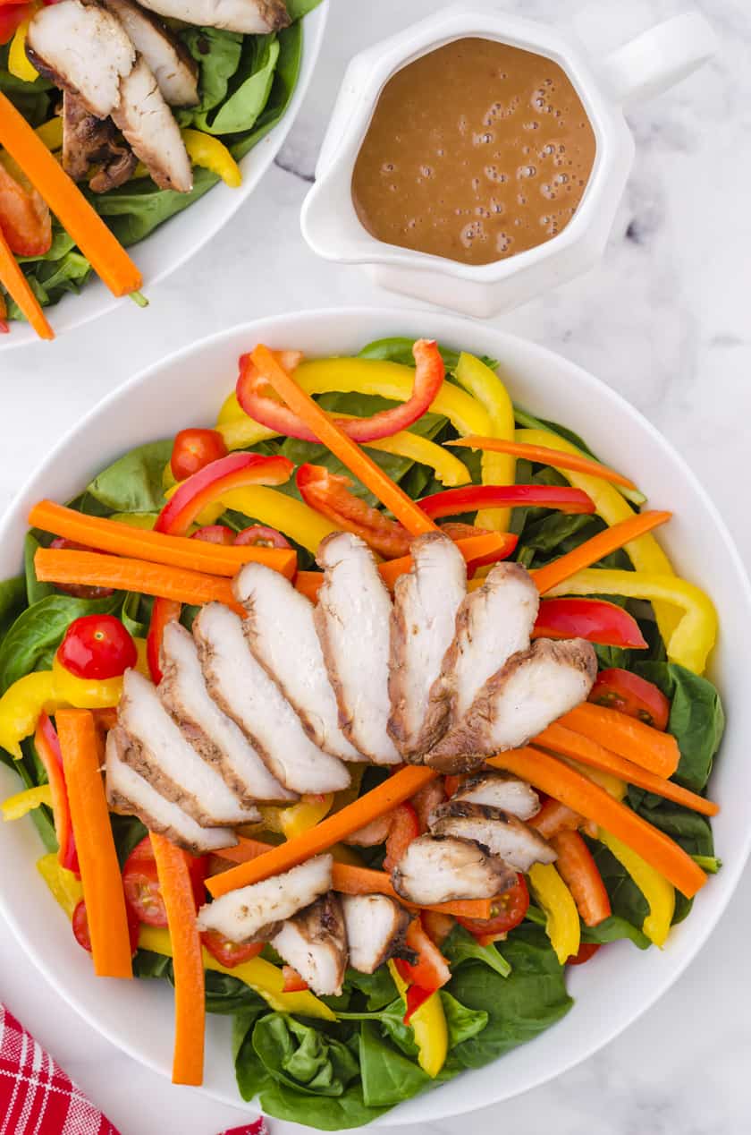 Grilled chicken salad on a plate