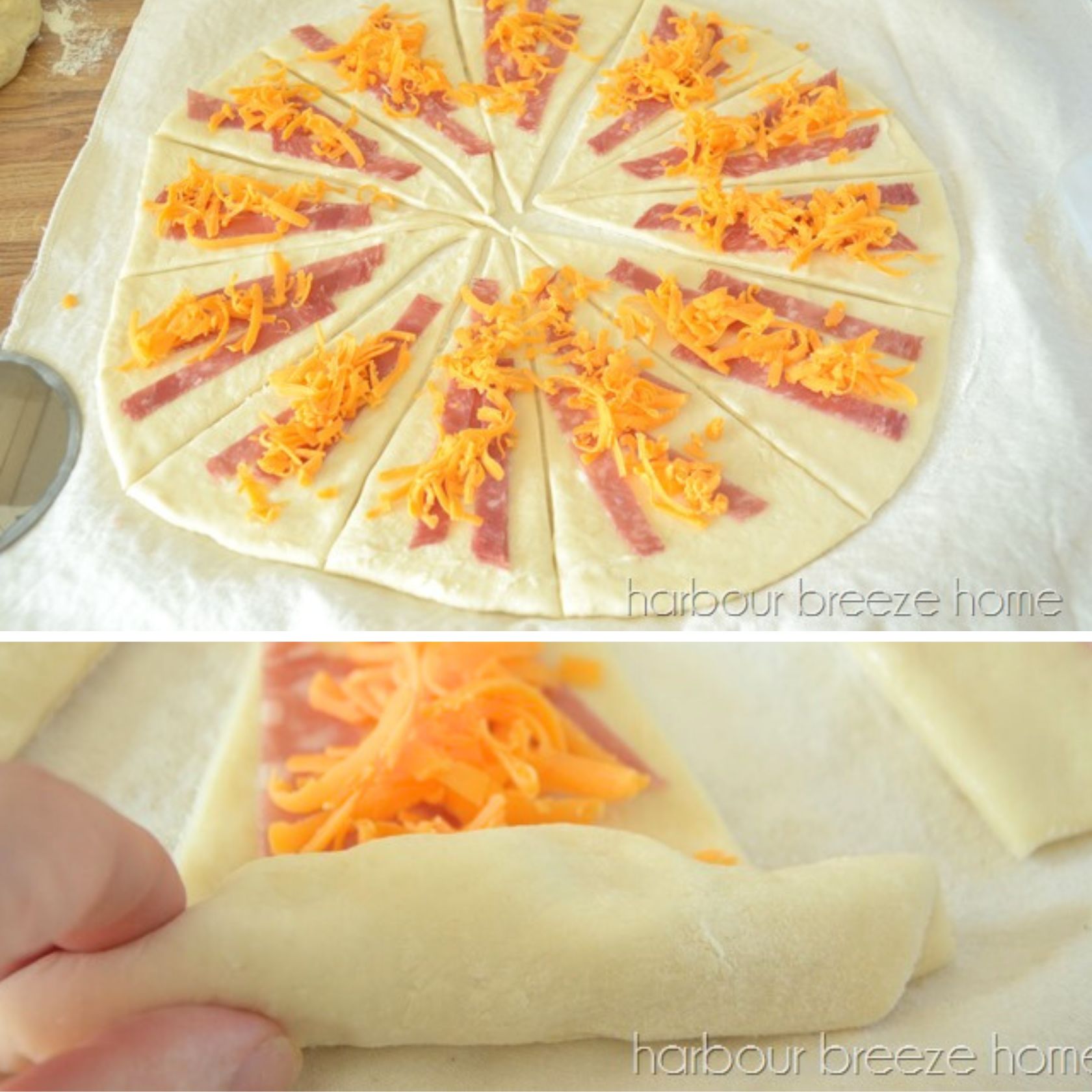 Ham & Cheese Crescent Rolls with Old Fashioned Dinner Rolls Recipe