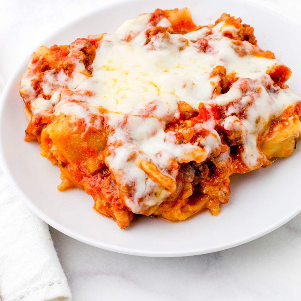 A serving of make ahead lasagna