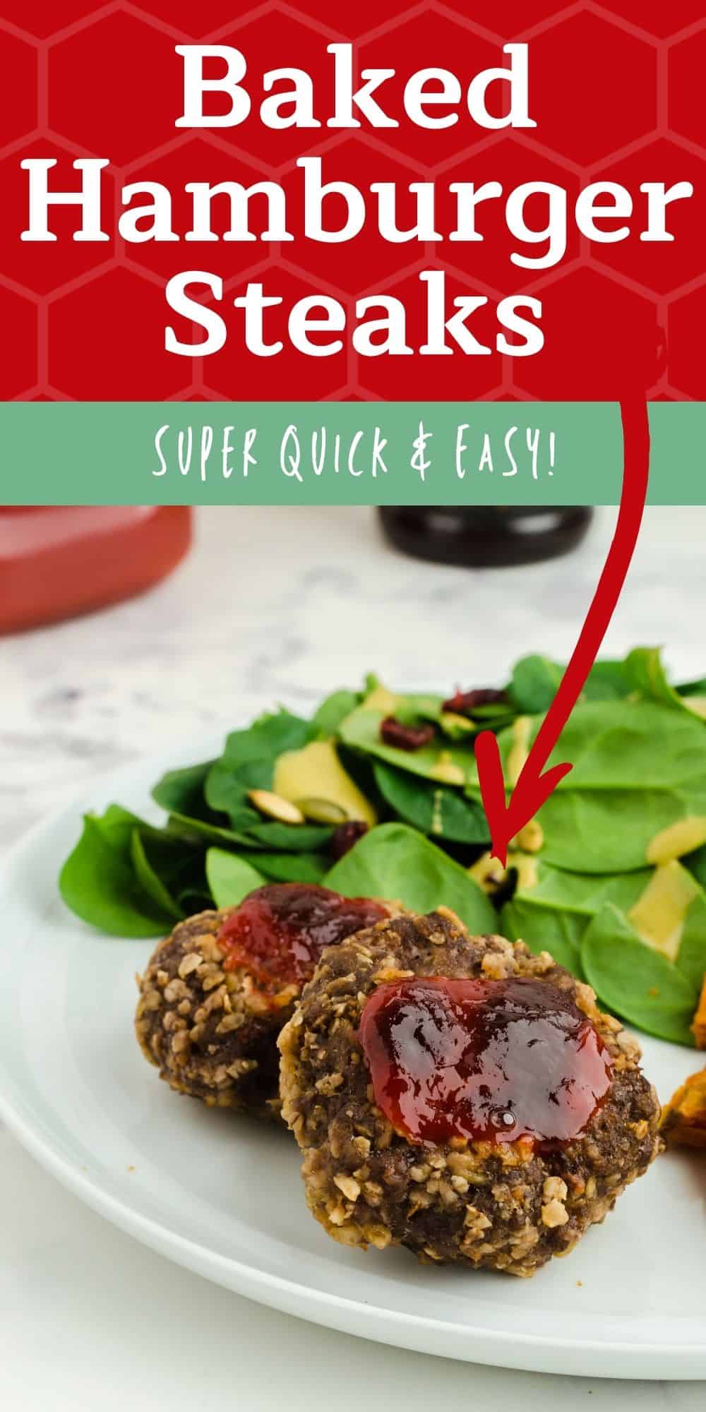Baked Hamburger Steak - A quick and easy hamburger steak recipe that is baked in the oven without gravy