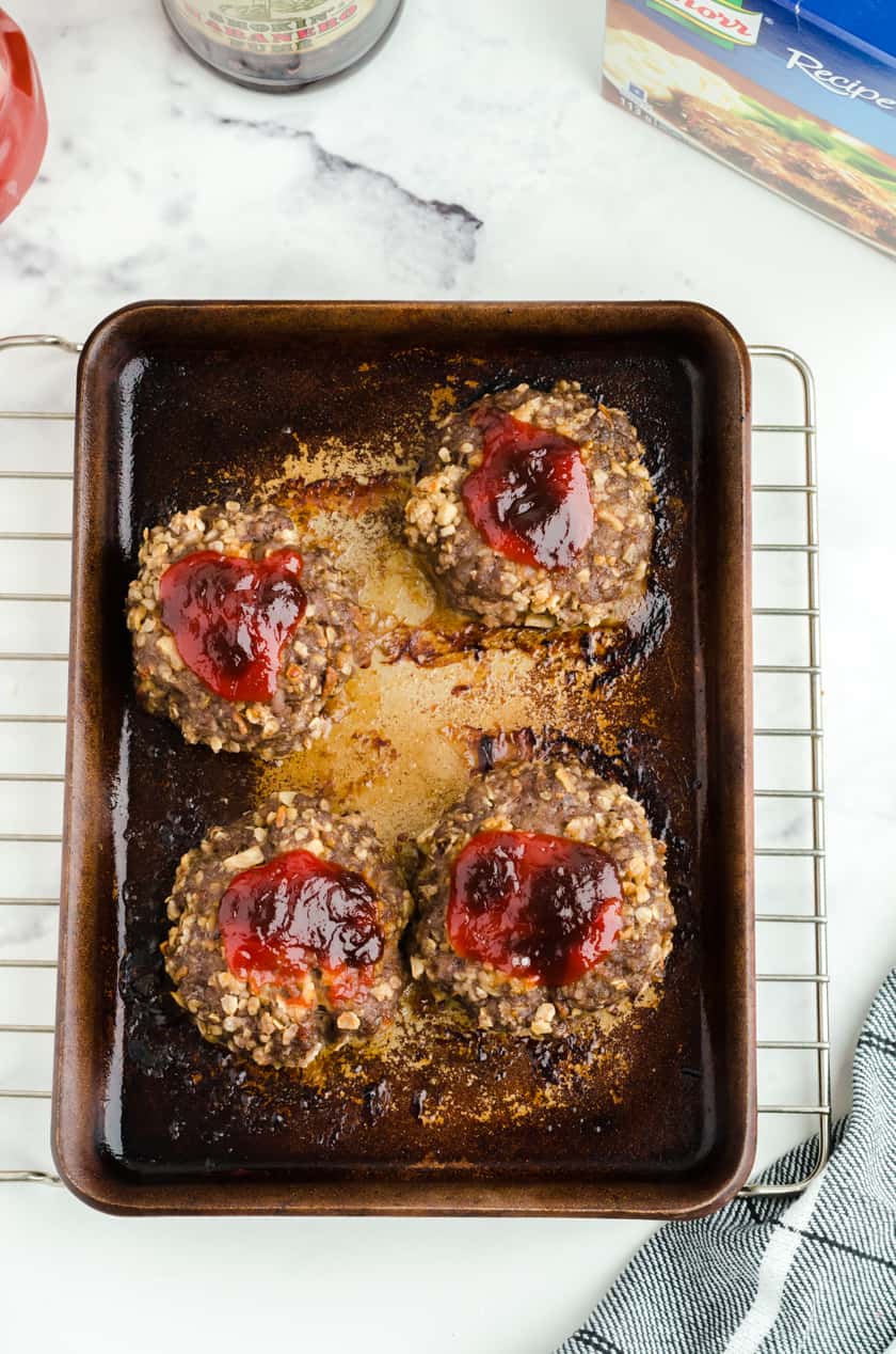 Baked Hamburger Steak in baking dish.