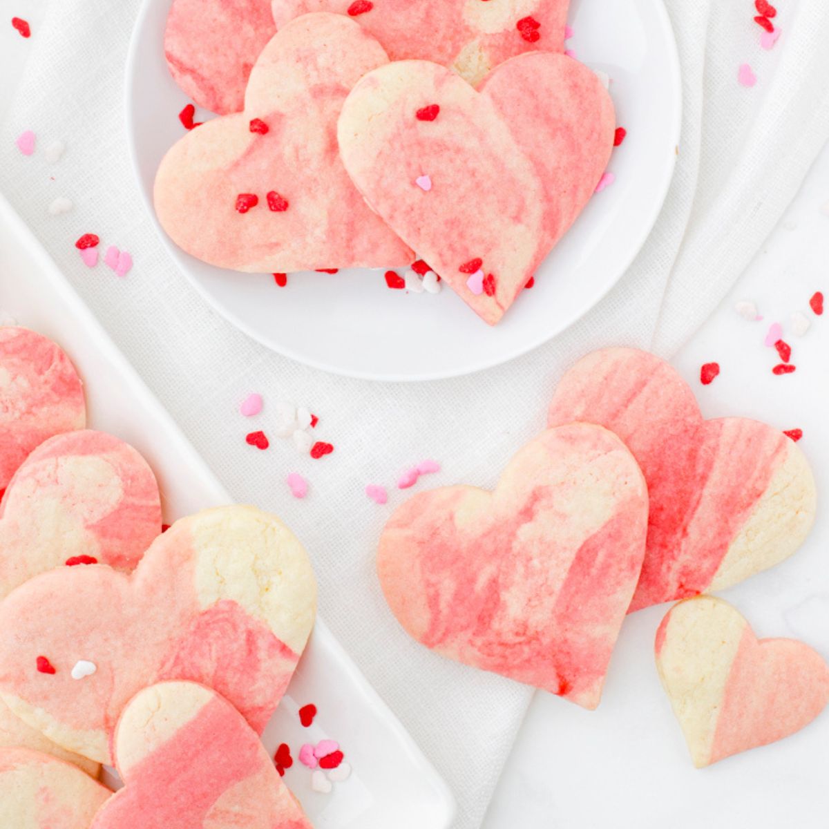 Pretty Pink Marble Heart Sugar Cookies