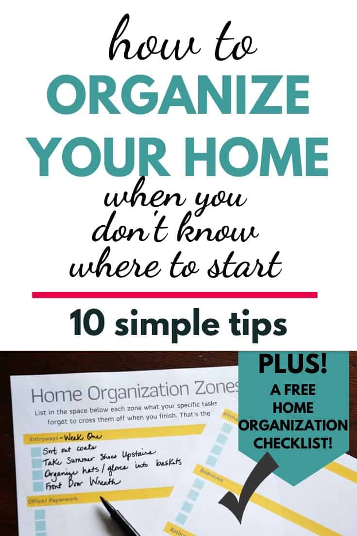 home organization pin with photo of a checklist on the bottom