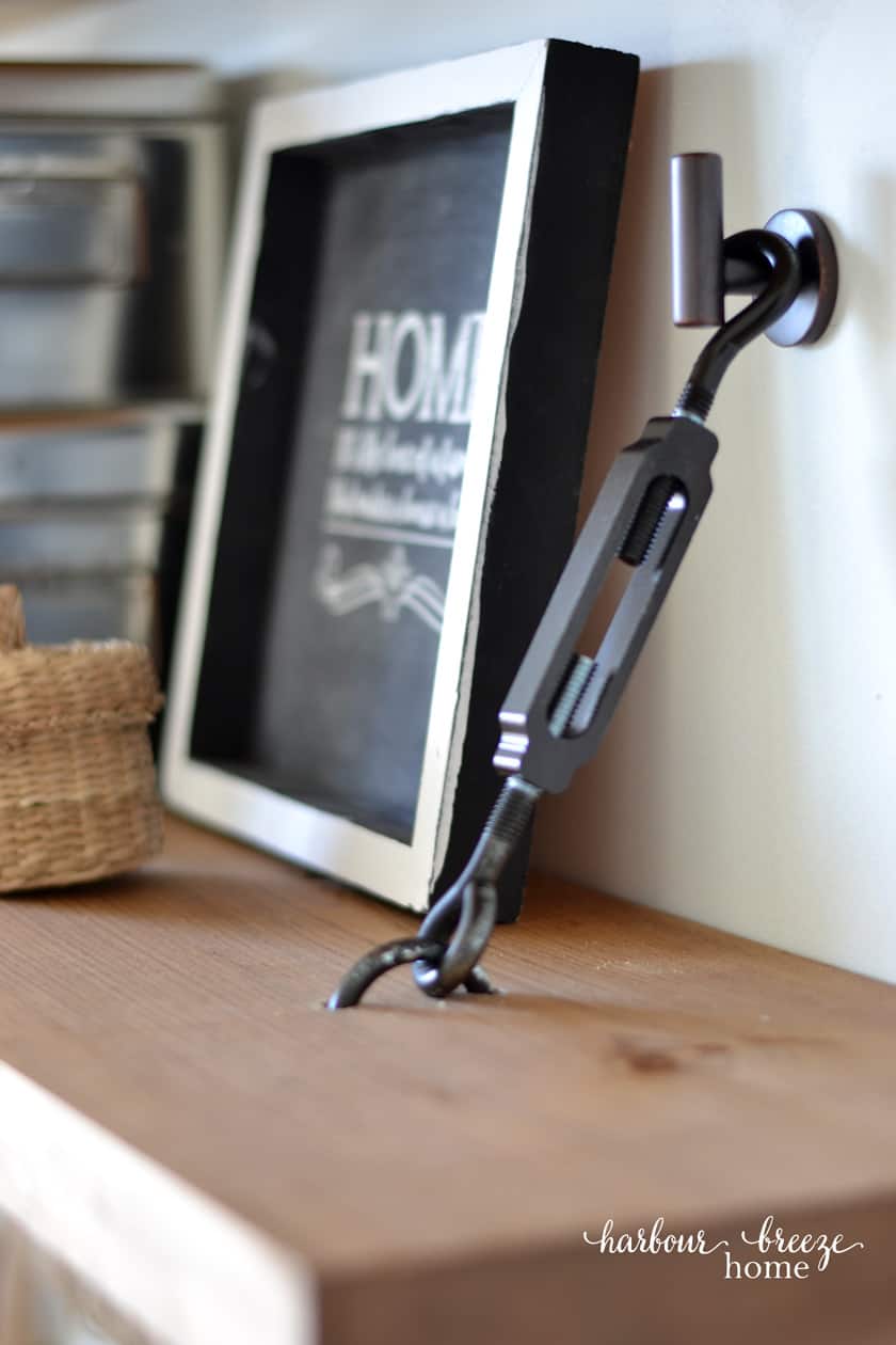 turnbuckle hardware on a shelf