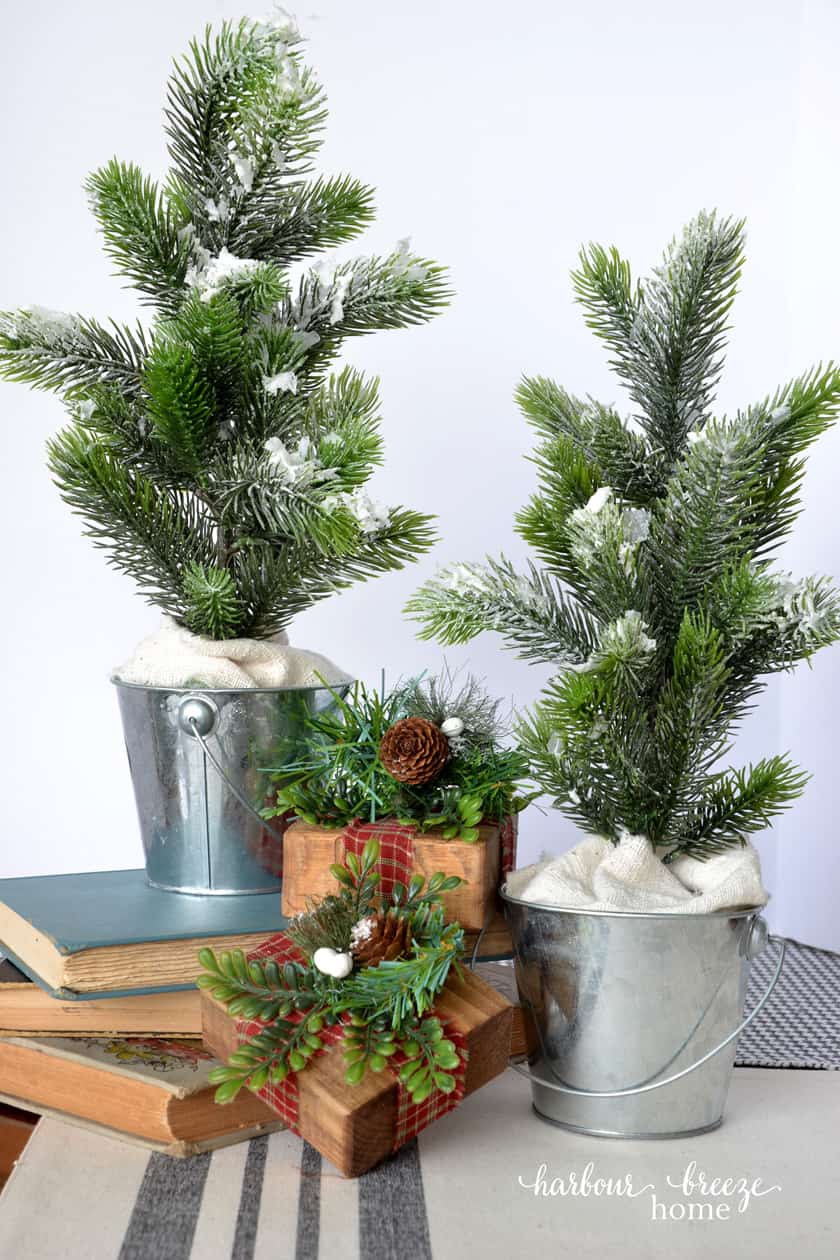 diy flocked christmas tree minis