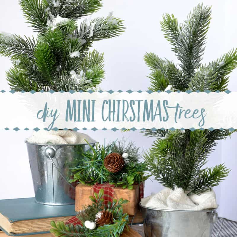 DIY Mini Flocked Christmas Trees from Dollar Store Greenery