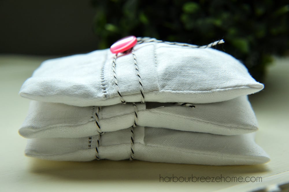 pile of lavender sachets made out of vintage fabric