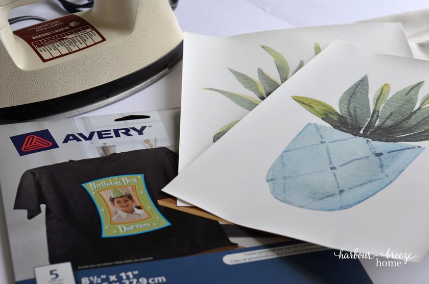 Iron on transfer paper with free printables printed on them to make throw pillow covers.