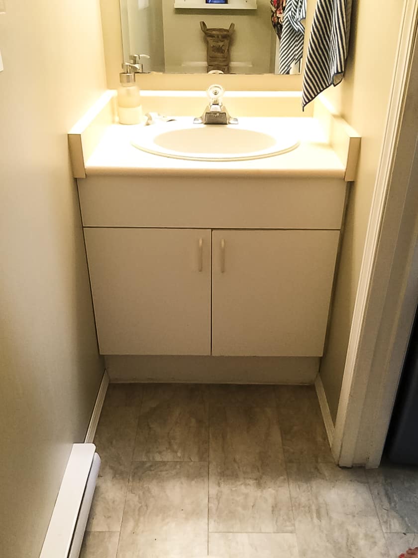 The Powder Room Makeover Begins & How to Patch Vinyl Sheet Flooring