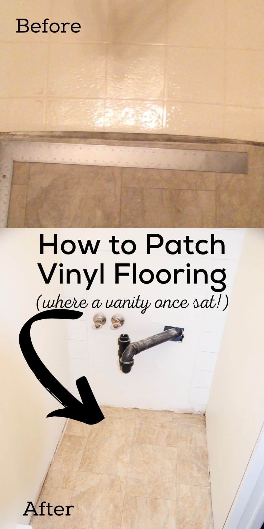 The Powder Room Makeover Begins & How to Patch Vinyl Sheet Flooring