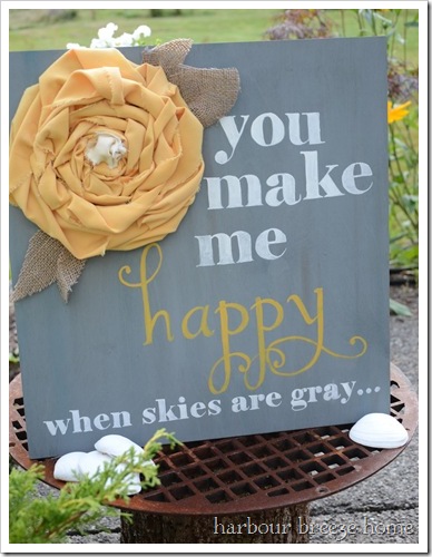 You Make Me Happy Wooden farmhouse sign with fabric flower