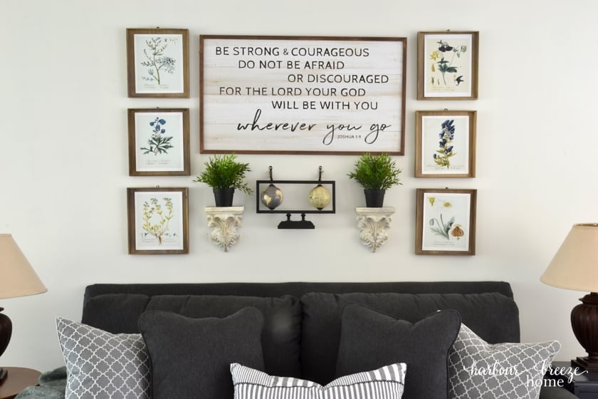 printables above a couch