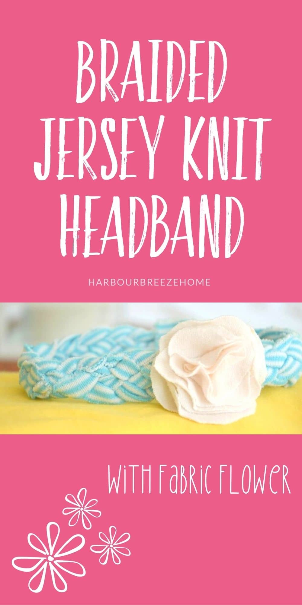 Braided Jersey Knit Headband with Flower