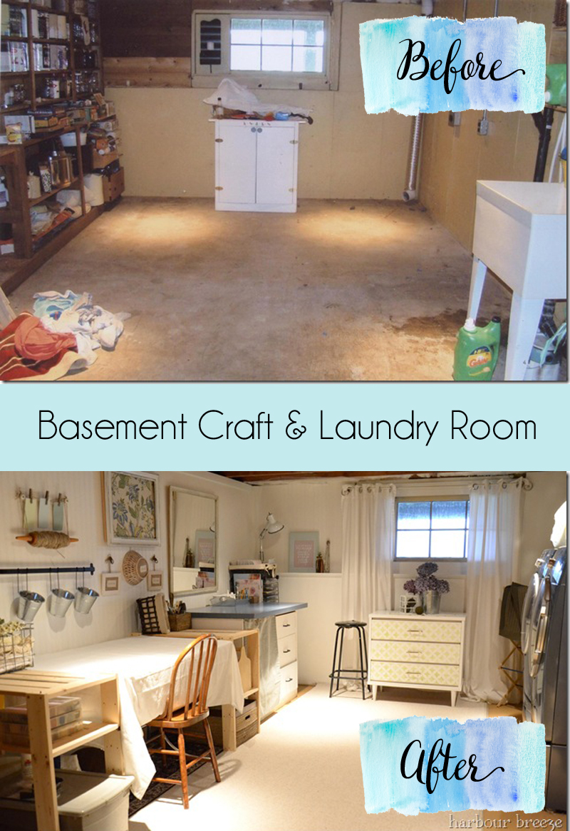 basement craft and laundry room