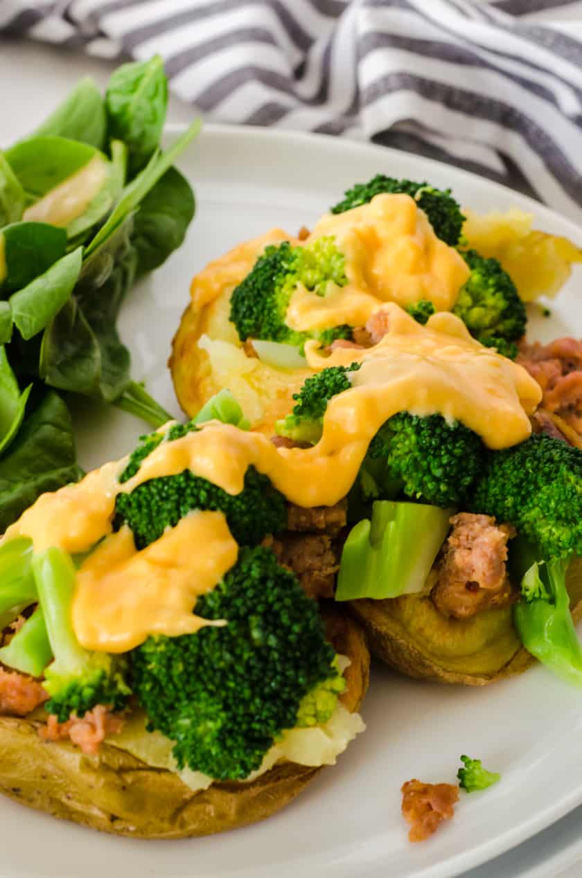 Best Loaded Baked Potato with Sausage & Cheese Sauce