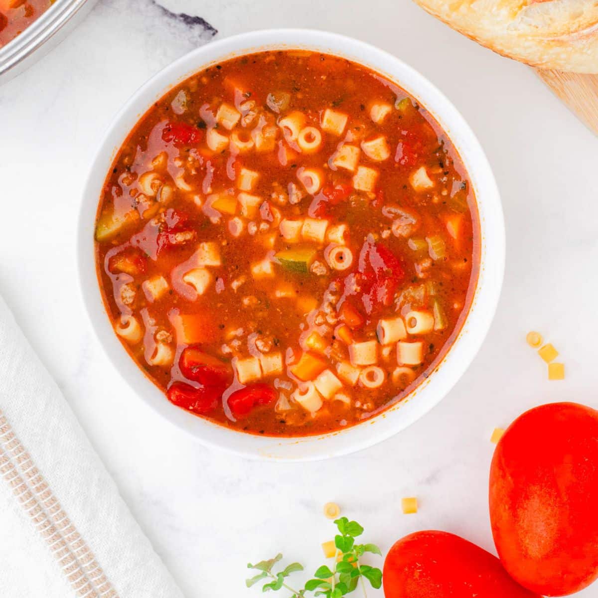 Hearty Minestrone Soup with Vegetables and Pasta