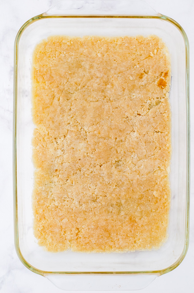 Prepared crust in a 9x13 inch pan