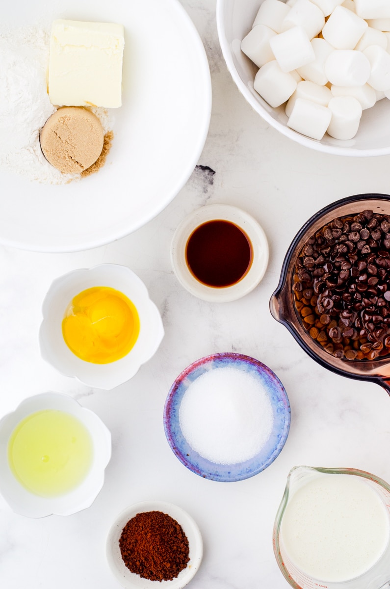 Ingredients needed for mocha dessert