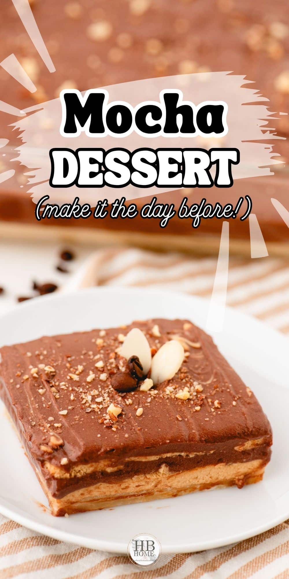 a piece of mocha refrigerator dessert on a dessert plate