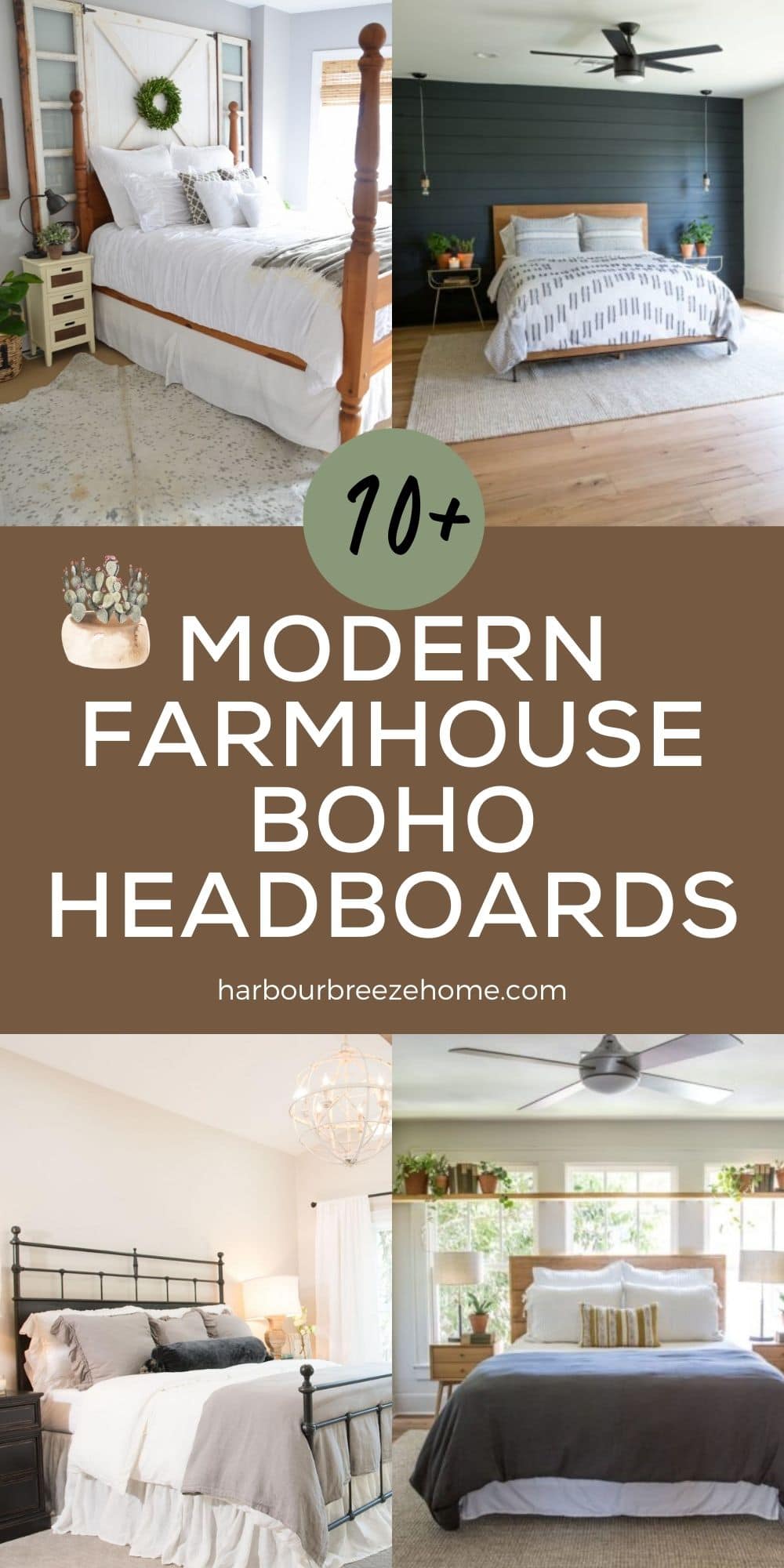 collage with pictures of 4 headboard ideas