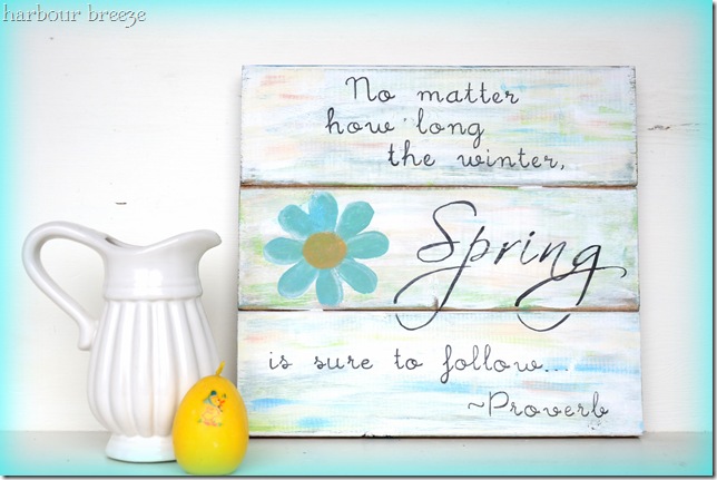 spring sign with blue vignette