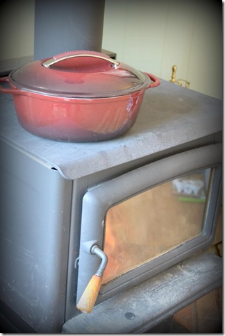 wood stove and pot