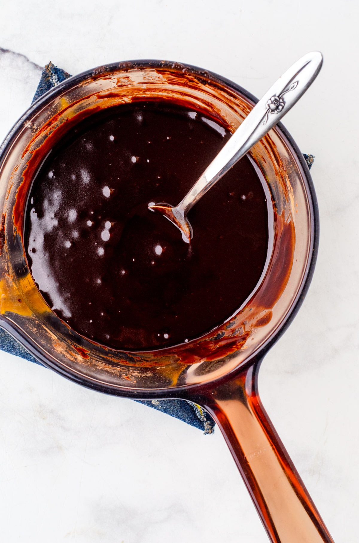 Melted base for nanaimo bars in a double boiler.