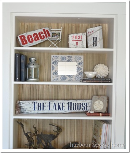 bookcase beach decor