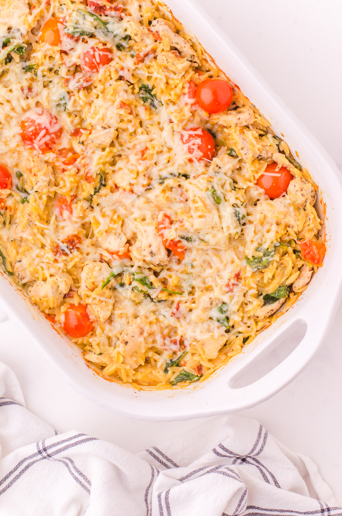 Chicken Orzo Casserole Recipe (Easy One-Pan Tuscan Bake)
