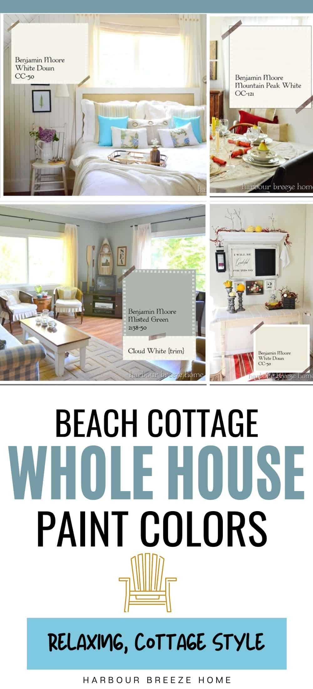 Whole house paint colors palette for a relaxing beach cottage look