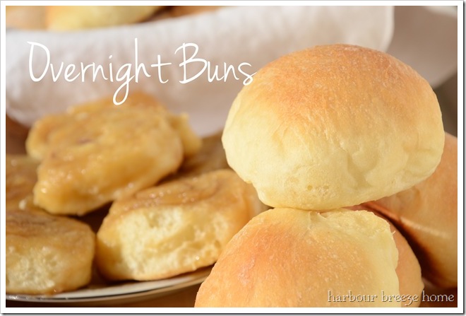 Overnight buns sitting on a counter