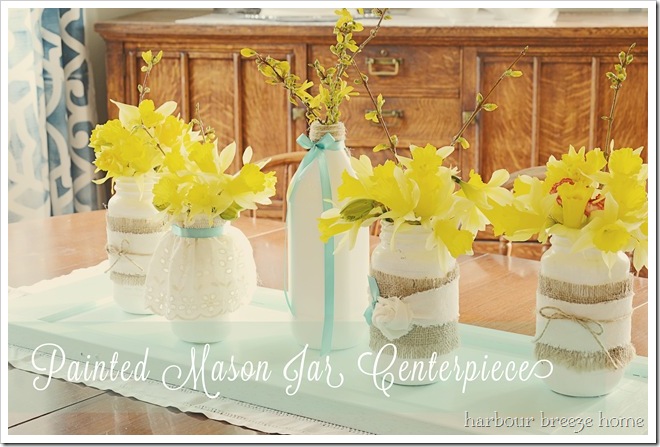 mason jar centerpiece with words