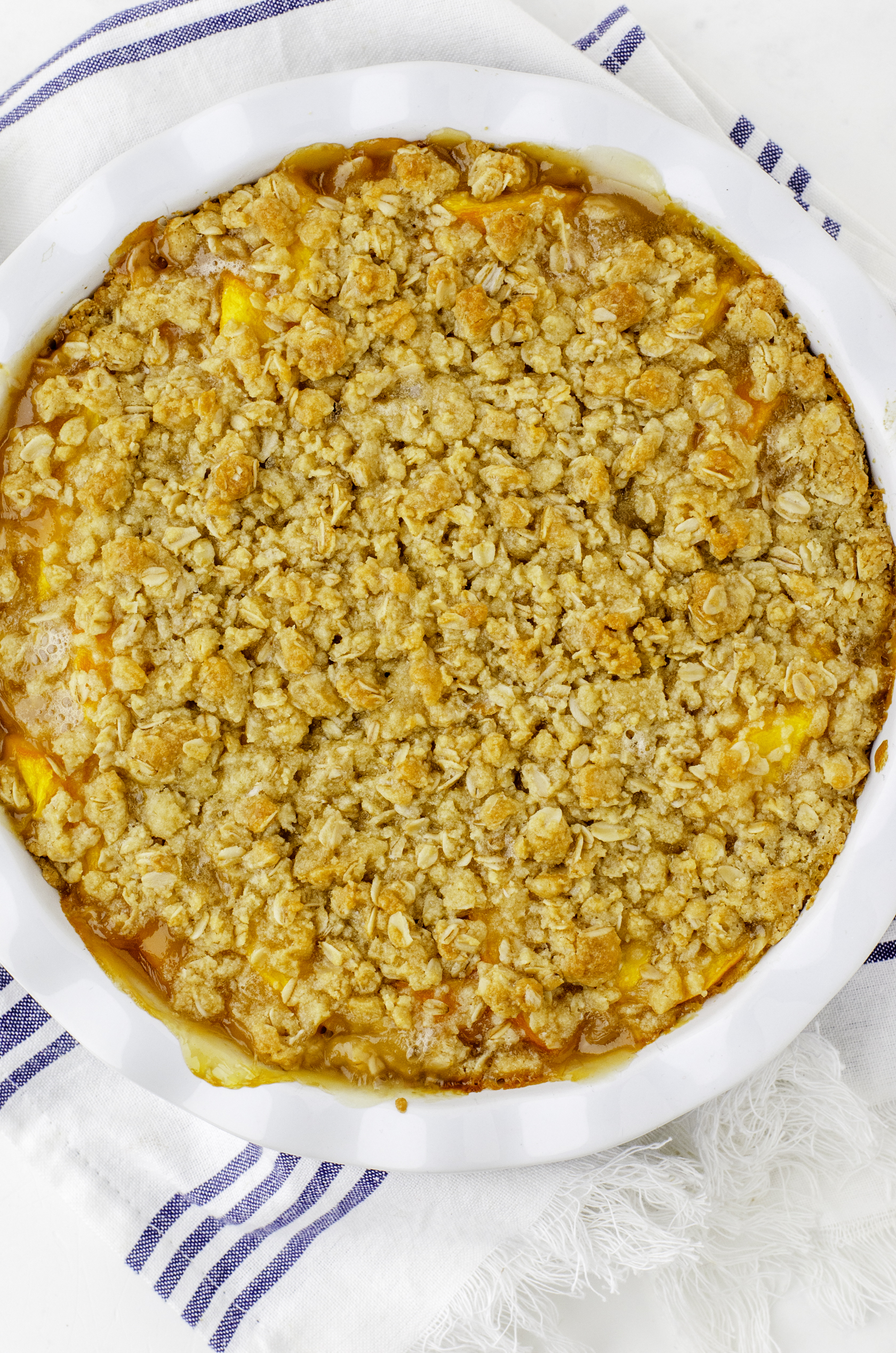 Mom's Peach Crisp Recipe with Oats (Easy Shortcut!)