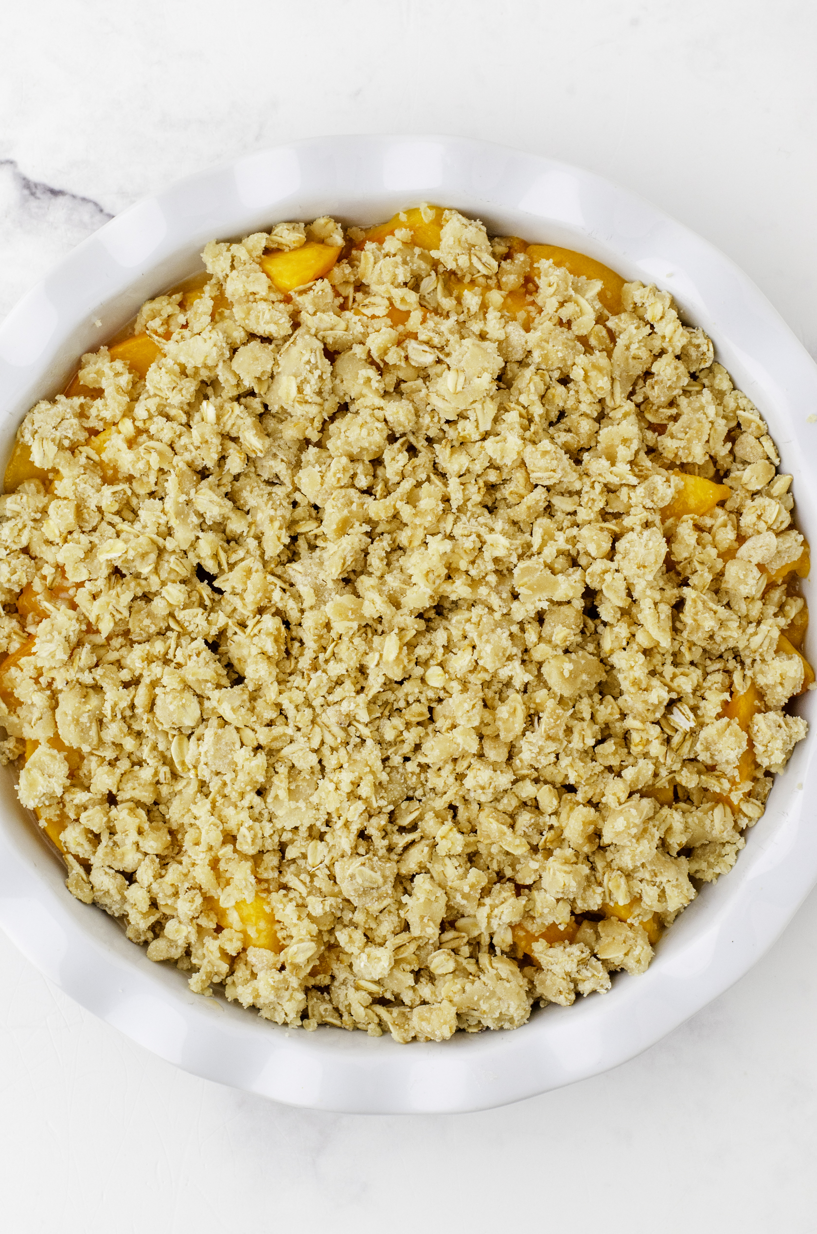 Mom's Peach Crisp Recipe with Oats (Easy Shortcut!)