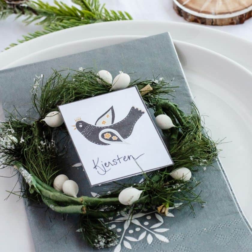 Simple Scandinavian Table Setting and Printable Place Cards