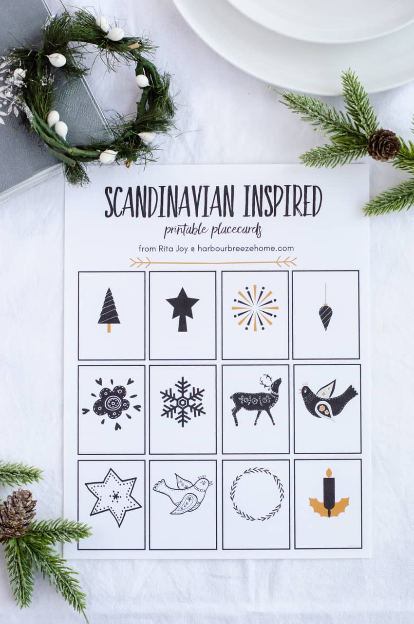 Simple Scandinavian Inspired Table Setting and Printable Place Cards
