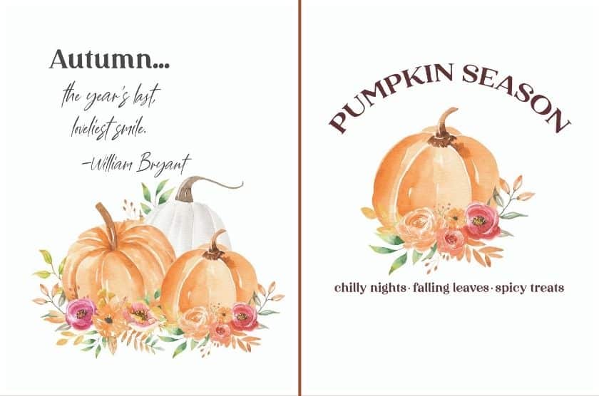 watercolor pumpkins - Fall art printables for the wall