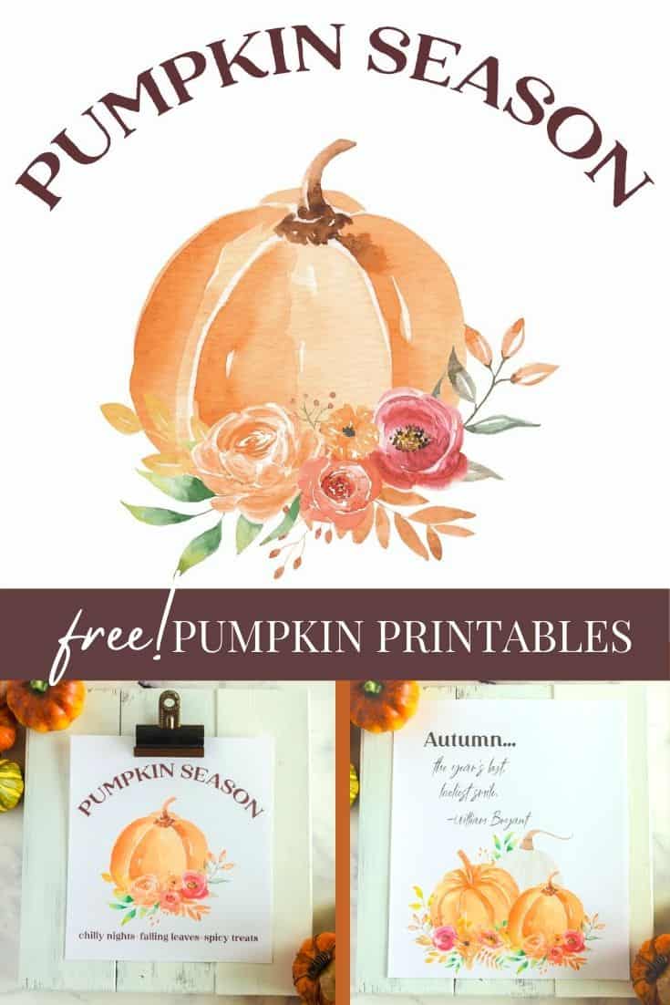 printable wall art - watercolor pumpkins for fall